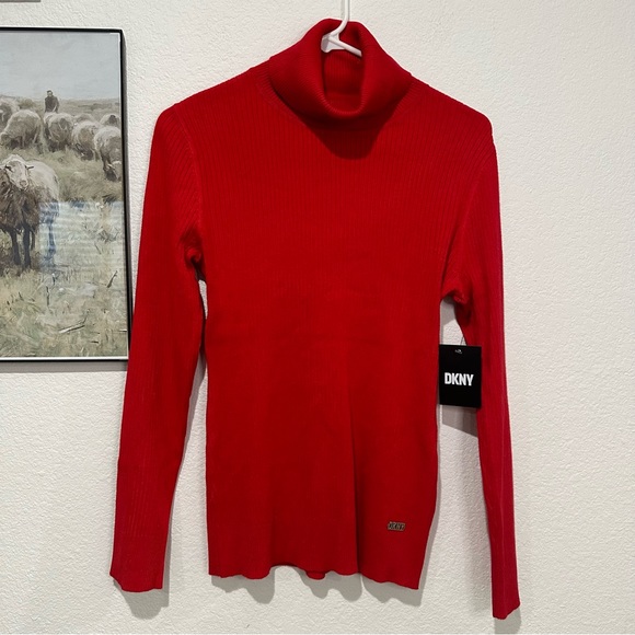 DKNY Women’s Scarlett Solid Ribbed Turtleneck Sweater - Picture 6 of 12